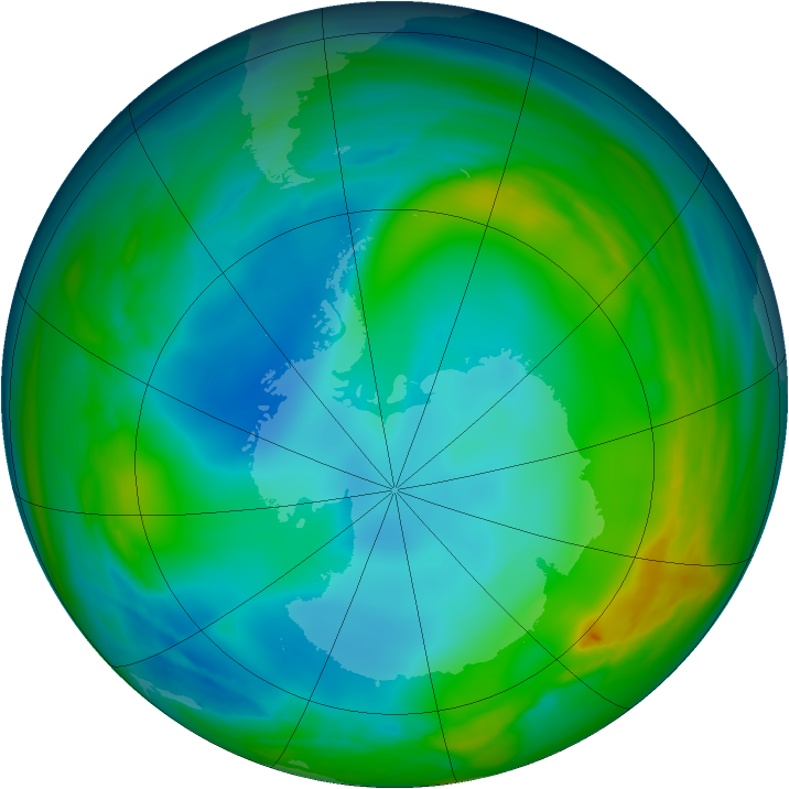 Antarctic ozone map for 17 June 2005